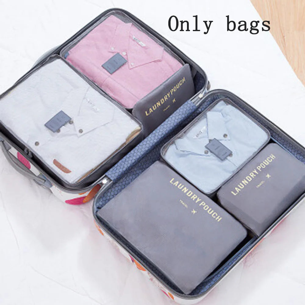 6-Piece Travel Storage & Laundry Bags Set | Clothes Organizer Travel Organizer Bags Peaceful Pleasures Health and Wellness 6PCS grey