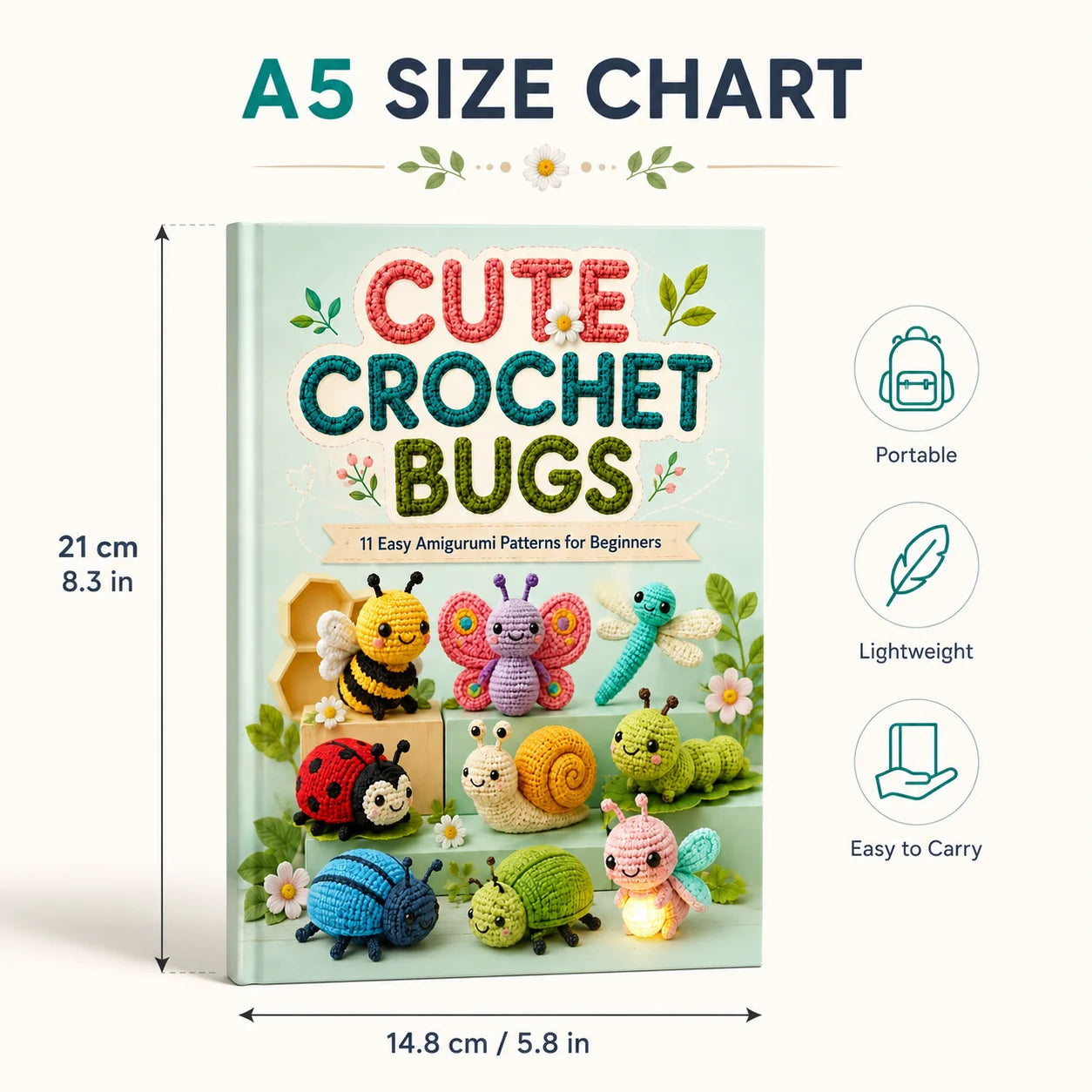 Cute Crochet Bug Crafting Guide A5 Spiral Notebook Kids Adults DIY