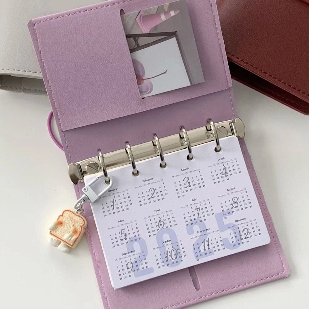 Simple M5 Loose Leaf Notebook PU Leather 50 Sheets Mini Pocket Notebook Planner Schedule DIY Binder Notebook School Peaceful Pleasures Health and Wellness