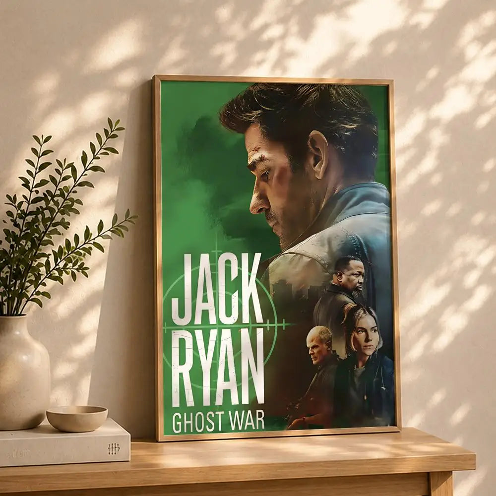 Movie-Tom Clancy's Jack Ryan: Ghost War Poster HD Self Adhesive Waterproof Wall Art Ideal for Home Office Dorm Bedroom GreatGift Peaceful Pleasures Health and Wellness White2 21X30cmNoframe