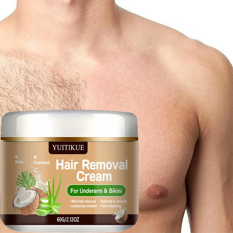 Yuitikue Underarm & Bikini Hair Removal Cream, 60g Aloe & Coconut Infused Hair Remover for Delicate & Smooth Skin, Moisturizing Peaceful Pleasures Health and Wellness