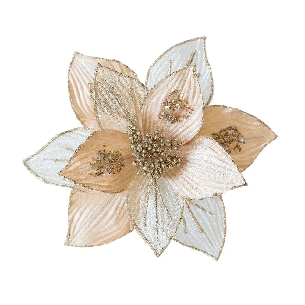 Glitter Magnolia Artificial Flowers | Flexible Stems 24cm