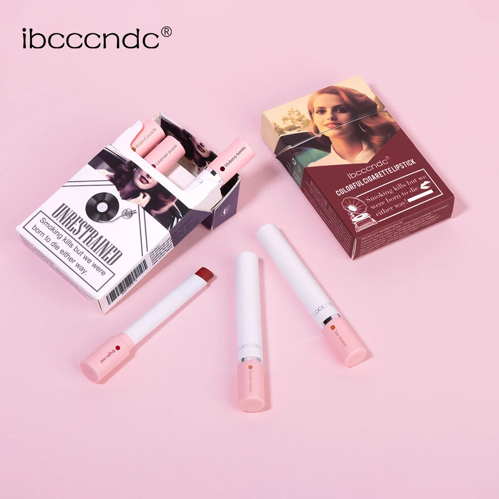 4PCS/Set Matte Long Lasting Waterproof Creative Cigarette Lipstick Set Matt Lip Stick Tube Nude Red Velvet Lip Tint Makeup Peaceful Pleasures Health and Wellness