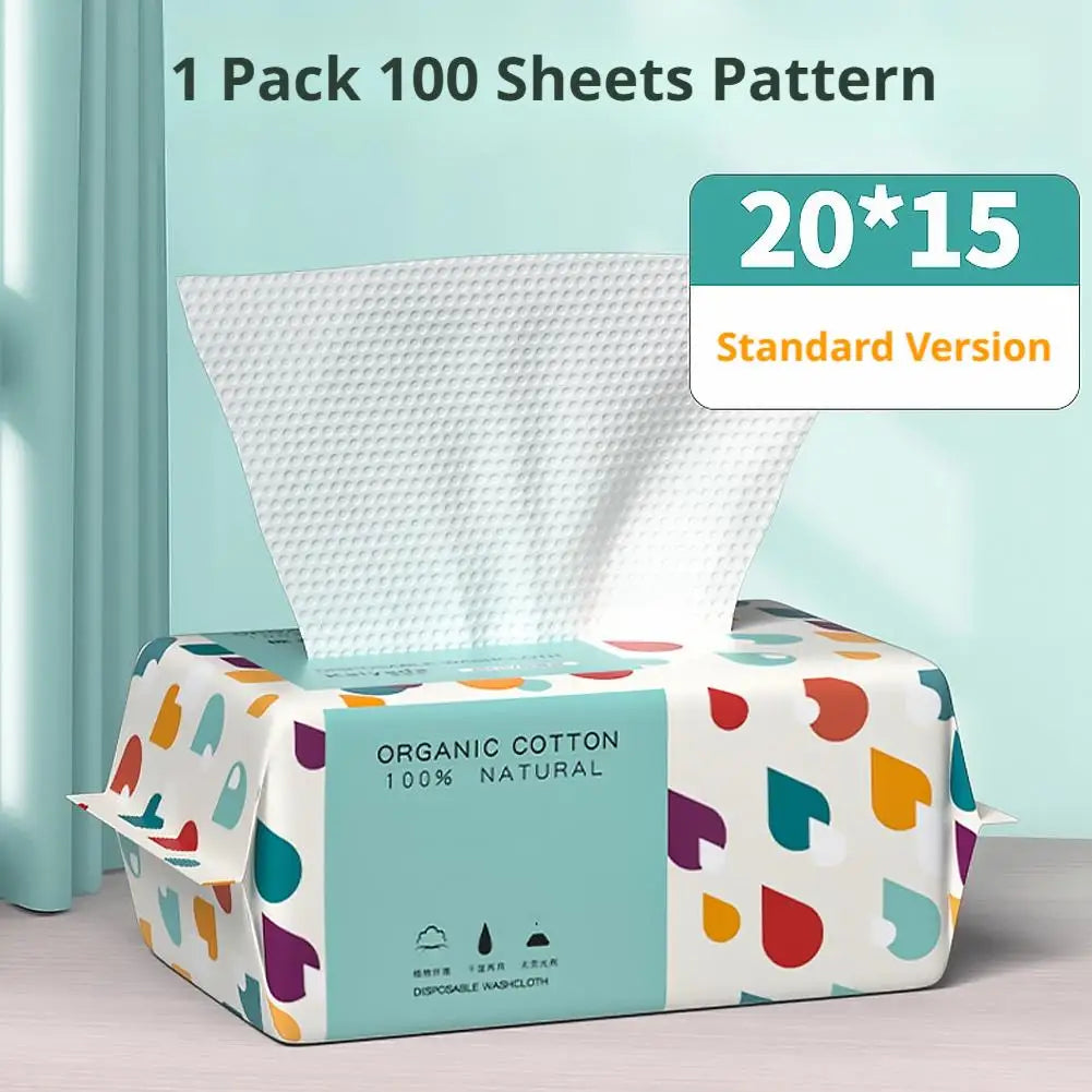 Soft Cotton Disposable Face Towels for Skincare (100 ct) Skincare Peaceful Pleasures Health and Wellness