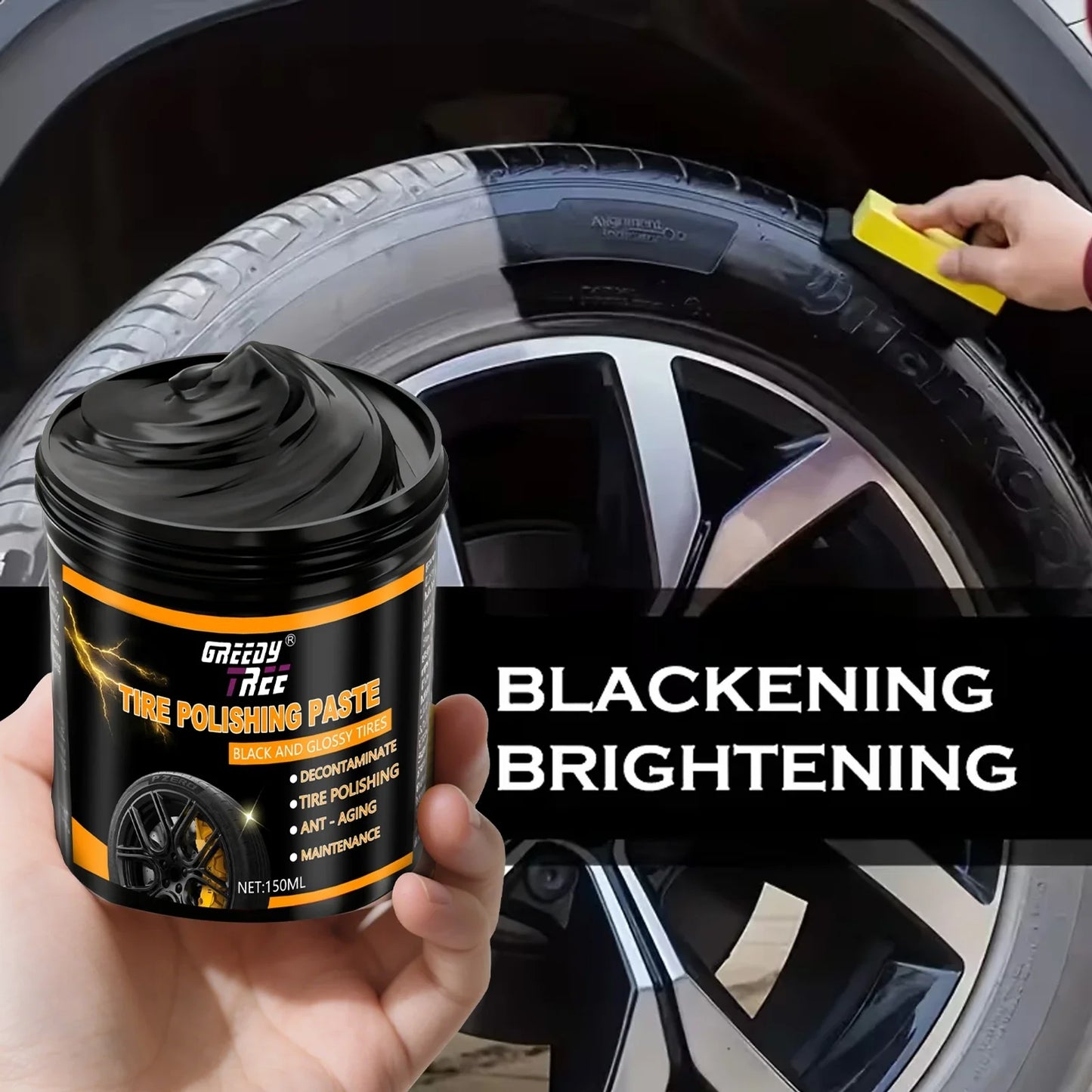 Tire & Plastic Restorer Cream – Deep Black Shine & UV Guard