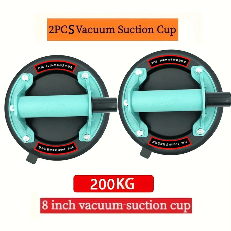 New 2024 Vacuum Suction Cup 200kg Load Capacity Heavy Duty Vacuum Machine for 8 Inch Lifting Adsorption of Tile Glass Peaceful Pleasures Health and Wellness Green 2PCS