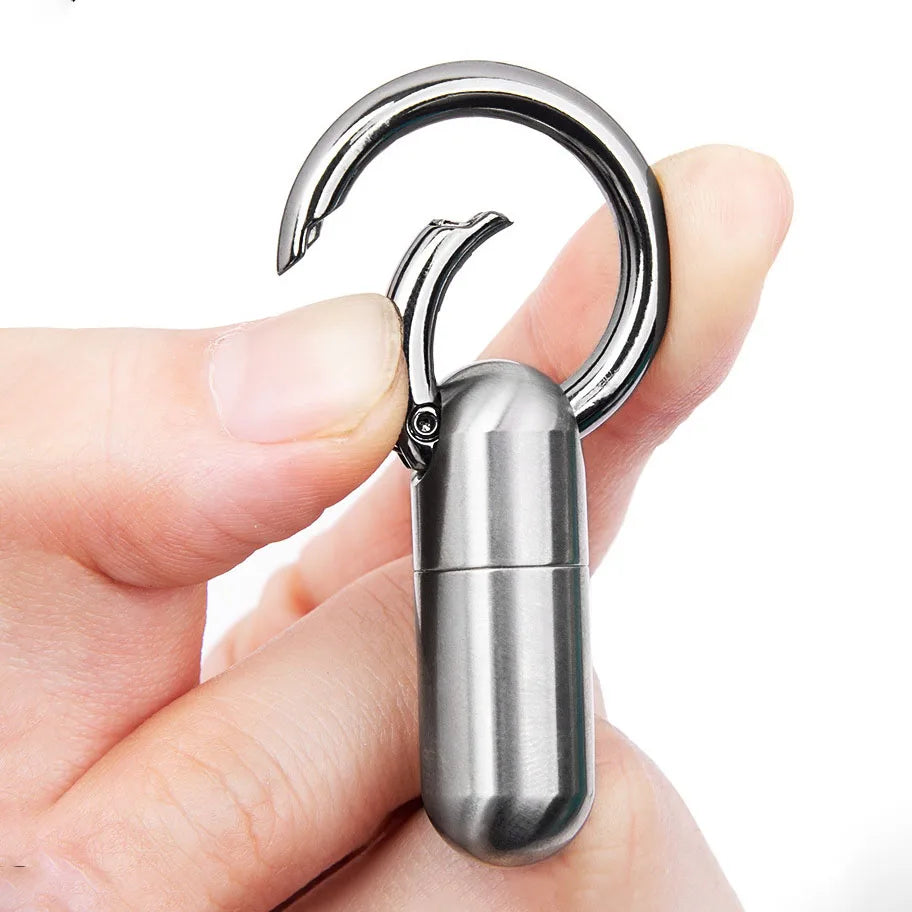 Pure Titanium Waterproof Bunker Portable Small Pill Box Sealed Waterproof Keyring Mini Carry-on First Aid Pill Bottle Three Colo Peaceful Pleasures Health and Wellness