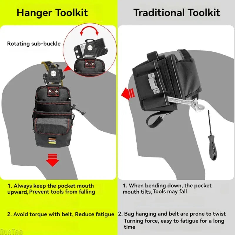 Electrician Rotary Waist Tool Bag | Quick-Release Belt Pouch
