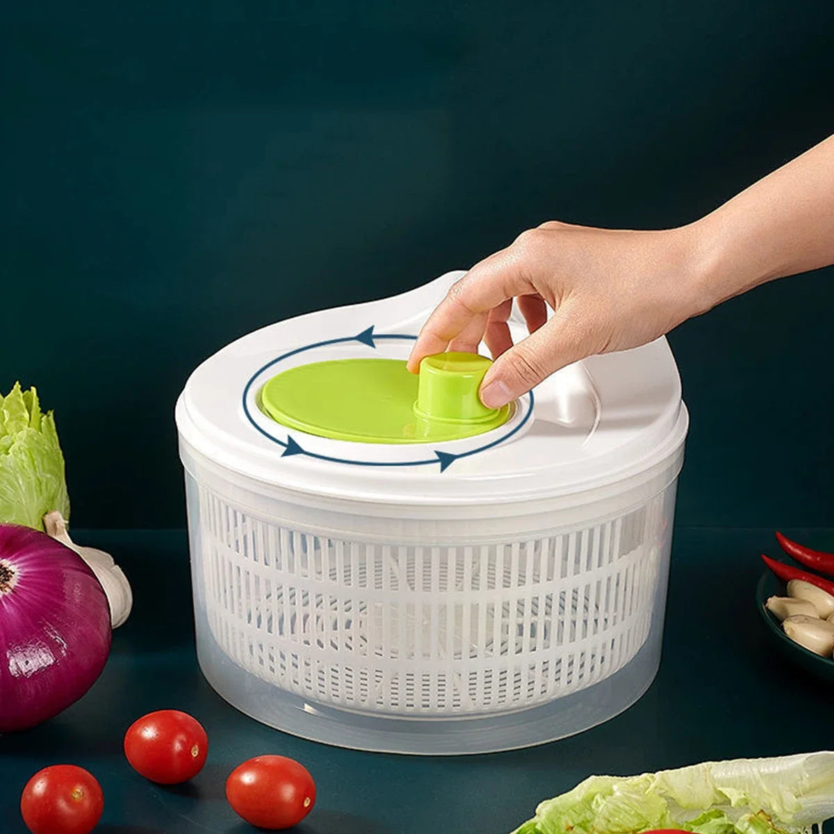 Household Vegetable Dehydrator Creative Manual Water Salad Spinner Fruit Drain Basket Dryer Hand Crank Kitchen Household Gadget Peaceful Pleasures Health and Wellness regular model