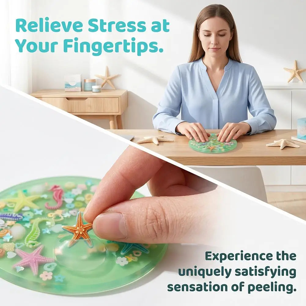 Ocean Themed Sensory Stress Relief Toys Silicone Picky Pad Decompression Skin Picking Pad For Autism ADHD Sensory Anxiety Toy Peaceful Pleasures Health and Wellness