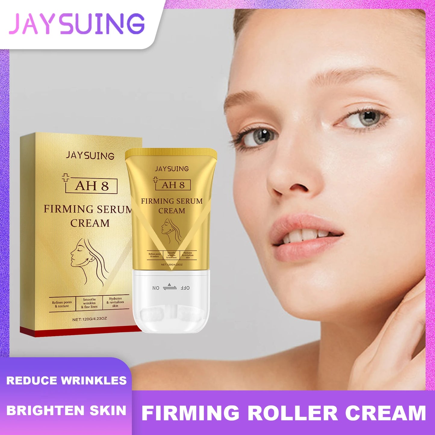 Jaysuing Neck Firming Serum Roller Cream Deeply Soothe Lifting Brighten Skin Reduce Wrinkle Fine Lines Double Chin Makeup Beauty Peaceful Pleasures Health and Wellness