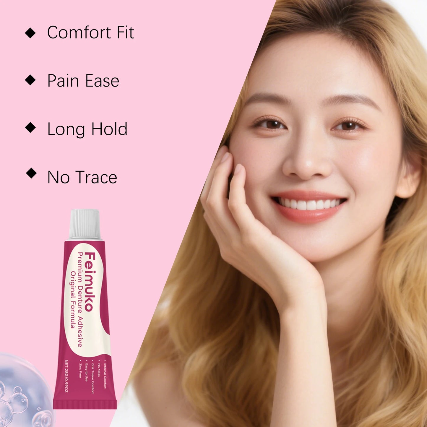 Feimuko Denture Adhesive Cream – Strong Hold & Waterproof, 28g