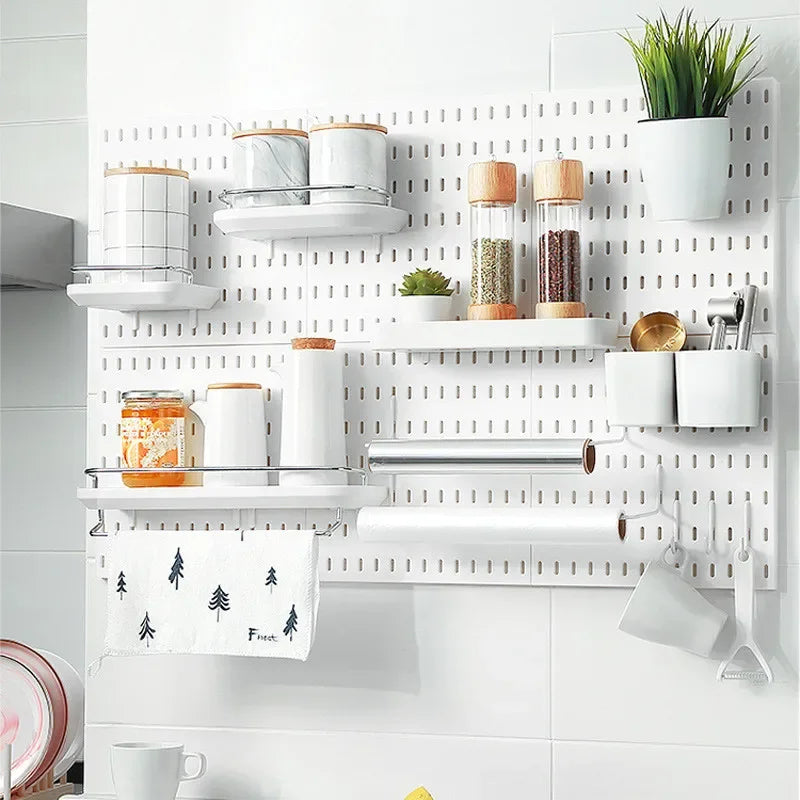 Home Pegboard Wall Hole Board Panels Decor Organizer Holder Mounting Display DIY Tool Storage Rack Bathroom Kitchen Hang Board Peaceful Pleasures Health and Wellness