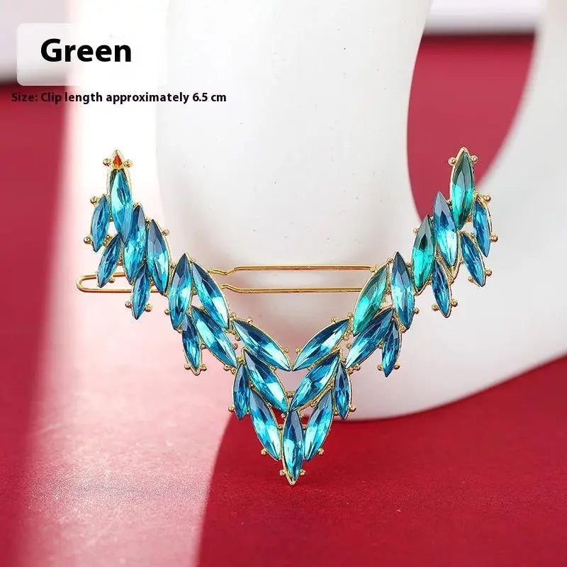 Korean V-Shape Crystal Hair Clip – Luxury Rhinestone Hairpin