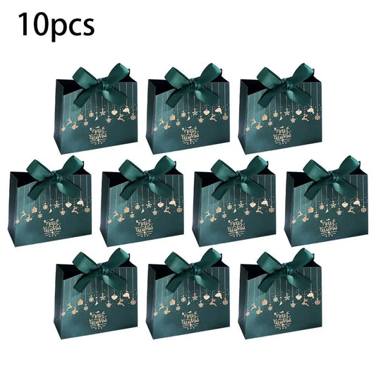10-Piece Christmas Gift Box Set – Santa Reindeer Candy Boxes Holiday Gift Boxes Peaceful Pleasures Health and Wellness Green 3