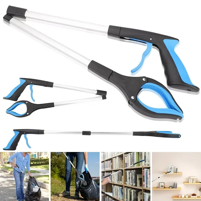 1-Piece Blue Grabber, Foldable Style Grabber Tool, Reacher Tool, Trash Grabber, Lightweight Grabber Suitable for Elderly Use Peaceful Pleasures Health and Wellness