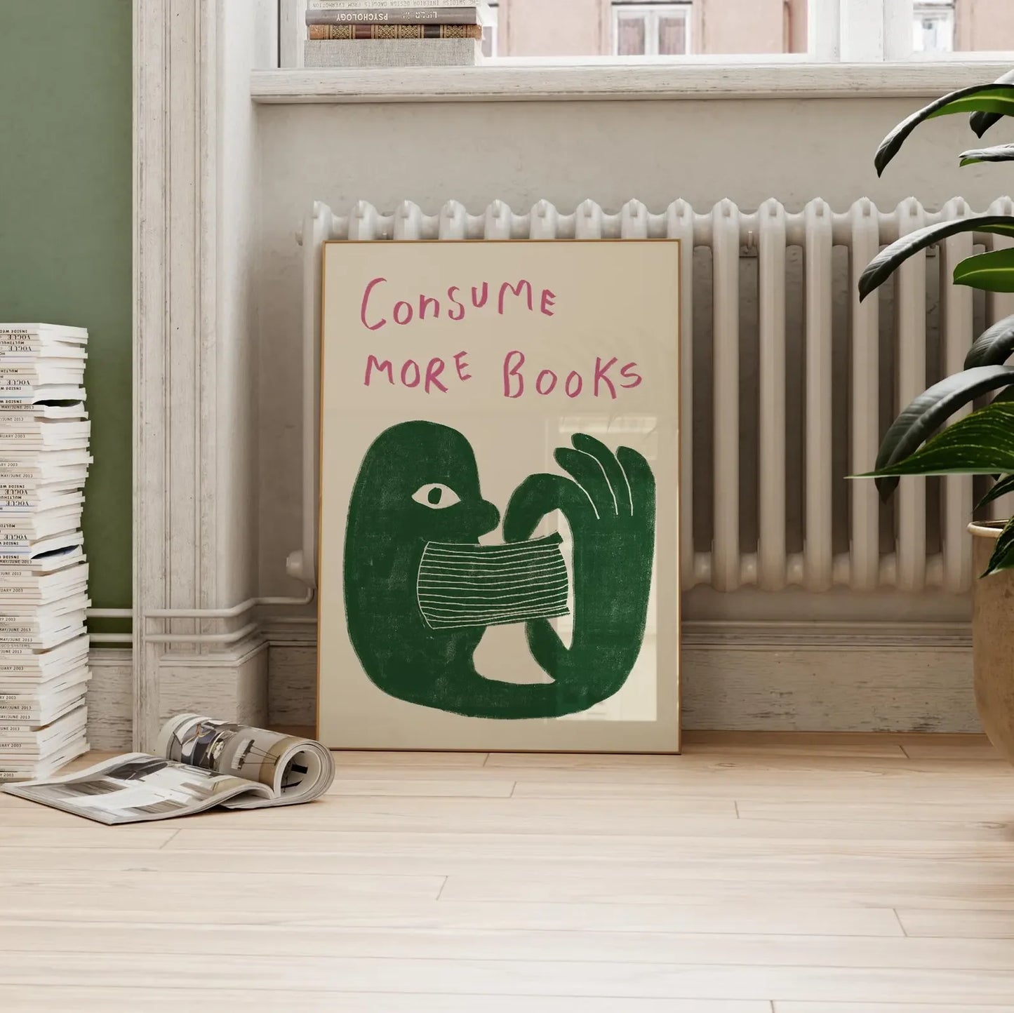 Retro "Consume More Books" Canvas Wall Art | Book Lover Gift
