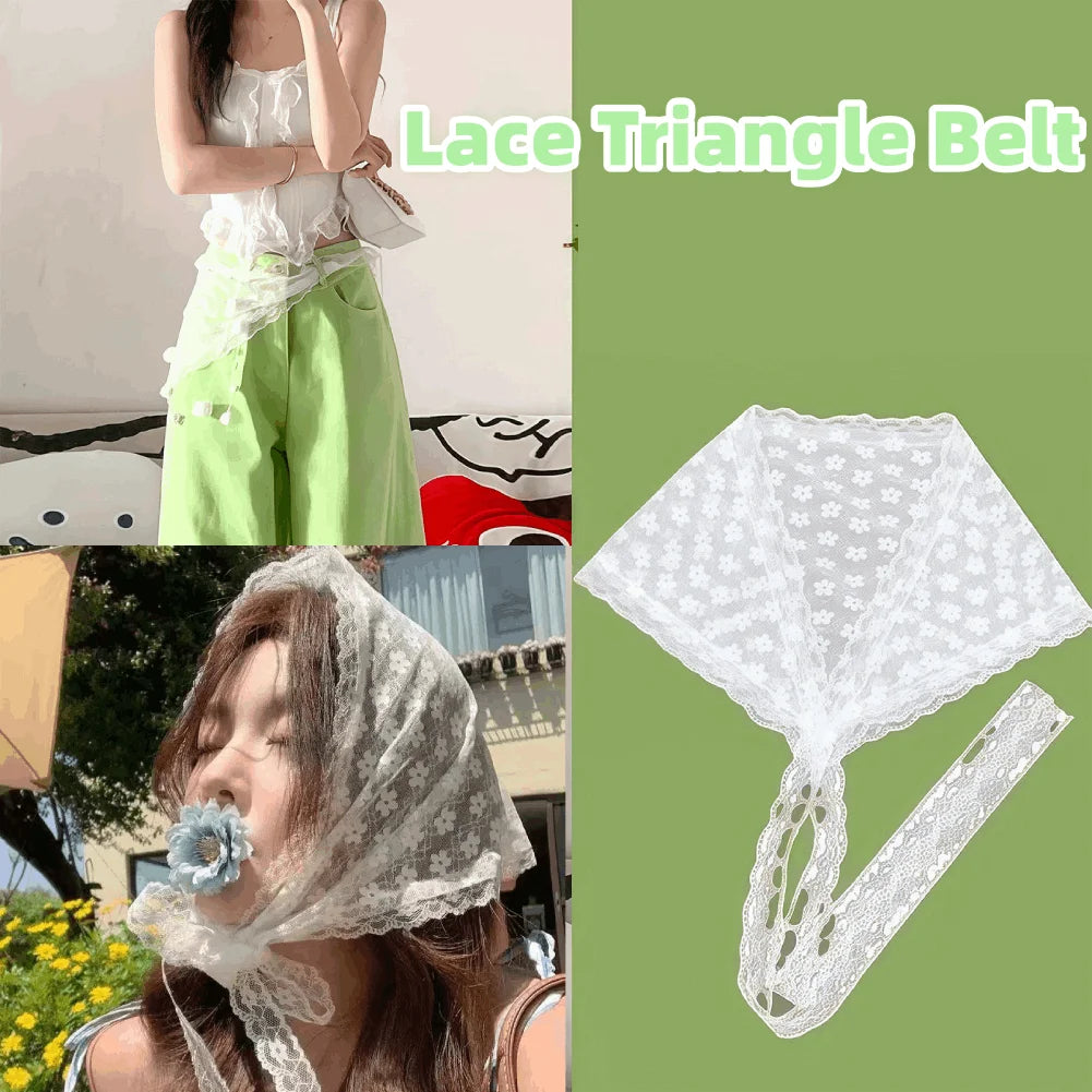 French Retro Lace Triangle Scarf – Hair Bandana & Waistband
