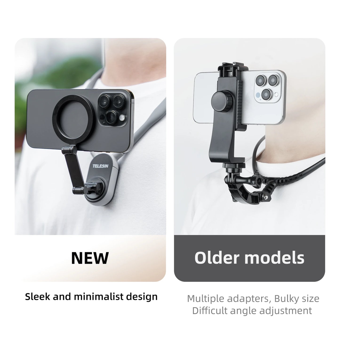 TELESIN Silicone Magnetic Quick Release Neck Mount Hold for IPhone 15 14 13 12 11 10 SAMSUNG HUAWEI XIAOMI Phone Accessories Peaceful Pleasures Health and Wellness