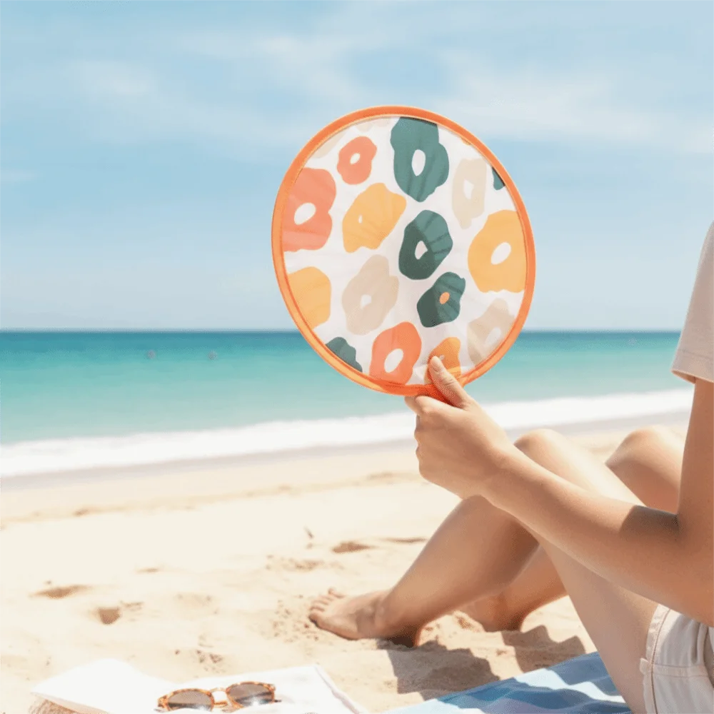 Japanese Style Portable Folding Round Fan – Colorful Mini Handheld