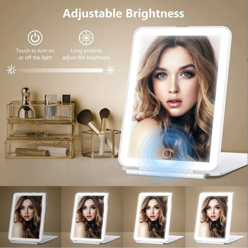 Rechargeable travel makeup mirror, portable lighted beauty mirror, 3 color lighting, dimmable touch screen, makeup vanity mirror Peaceful Pleasures Health and Wellness