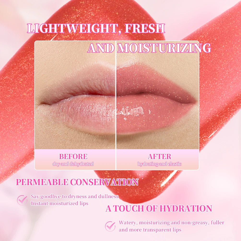 6-tone Moisturizing Lip gloss Brightening Oil Lip Gloss Transparent Glass Shiny Lip Balm Plumper Hydrating Lipgloss Cosmetics Peaceful Pleasures Health and Wellness