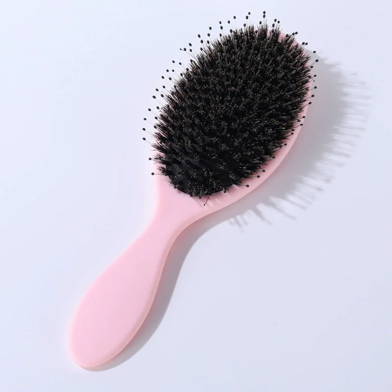 Matte Finish Boar Bristle Hair Brush Nylon Teeth Hair Extension Brush for Women Cushion Brush Hair Styling Smoothing Detangling Peaceful Pleasures Health and Wellness
