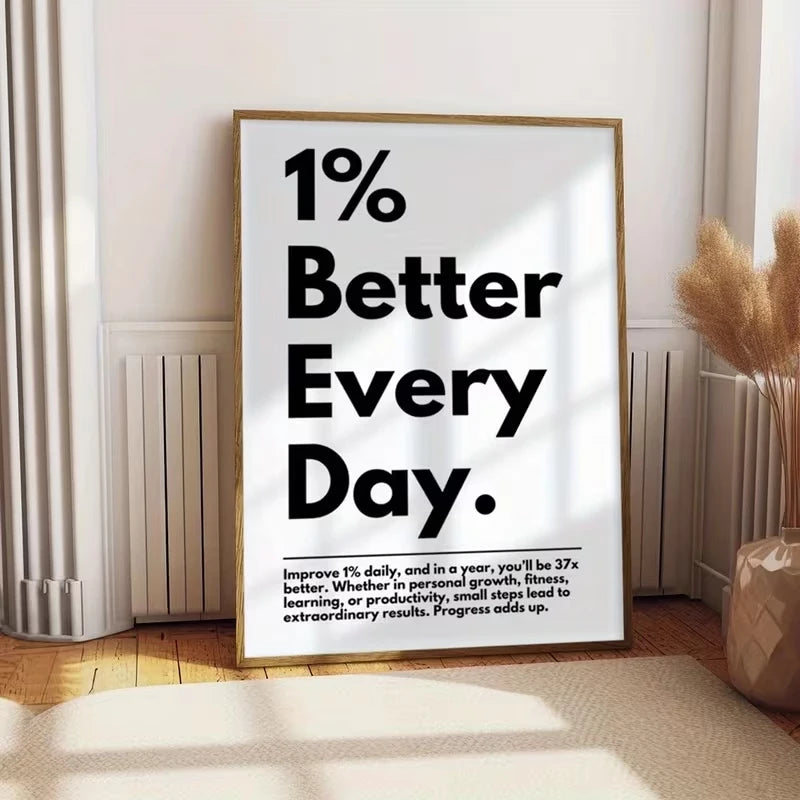 "1% Better Every Day" Motivational Canvas Wall Art Print