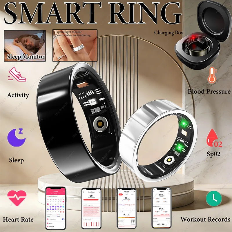 Men Women Smart Ring Menstrual Period Heart Rate Sleep Health Monitoring IP68 Waterproof Sports Fitness Tracking Smartring 2026 Peaceful Pleasures Health and Wellness