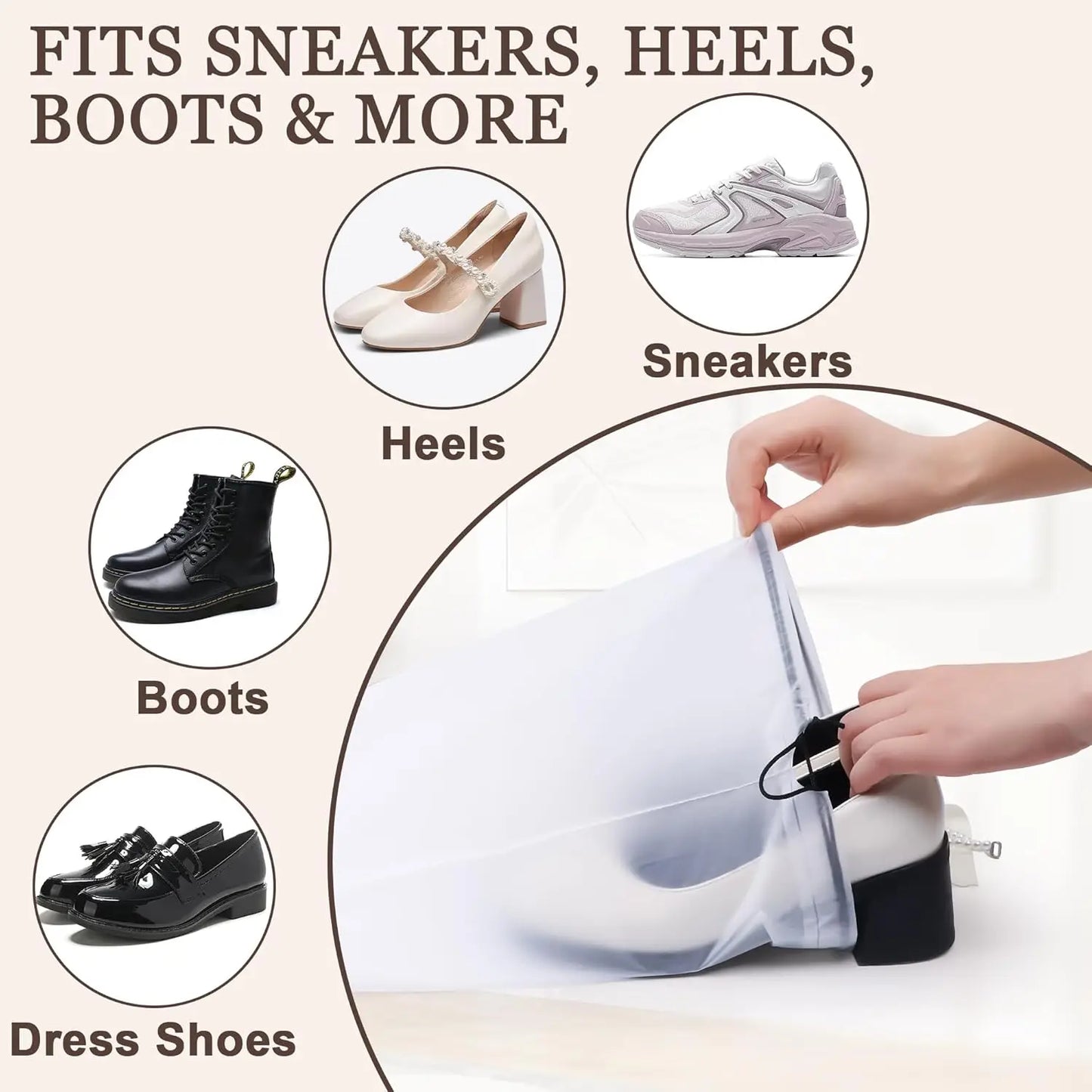 18-Pack Clear Travel Shoe Bags – Water-Resistant PEVA Drawstring Travel Accessories Peaceful Pleasures Health and Wellness