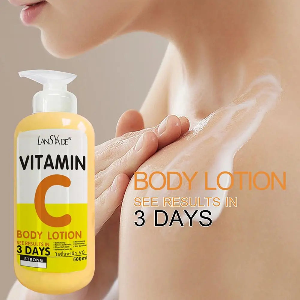 500ml Vitamin C Body Cream Whitening Hydroxy Acids VE Remove Acne Marks Deep Moisturizing Lightening Body Lotion Skin Care Peaceful Pleasures Health and Wellness