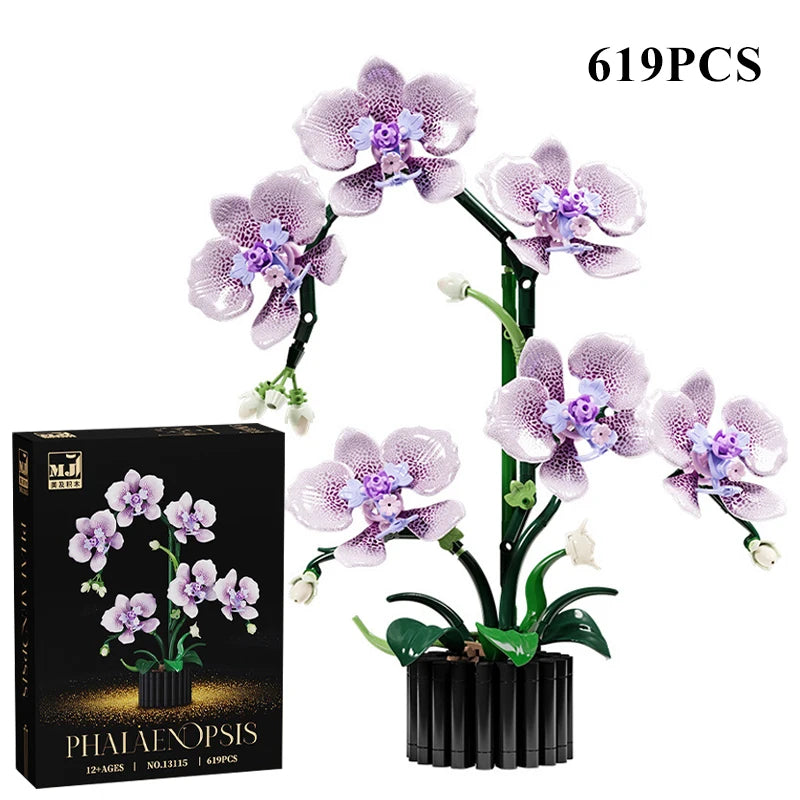 FINGERROCK Orchid Building Blocks DIY Floral Brick Set | Gift