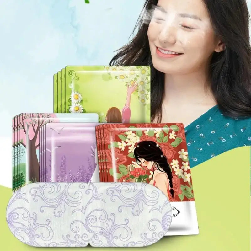 5pack Self-heating Steam Eye Masks All Blackout Available In Lavender Chamomile Rose Artemisia & Peach Scents Peaceful Pleasures Health and Wellness