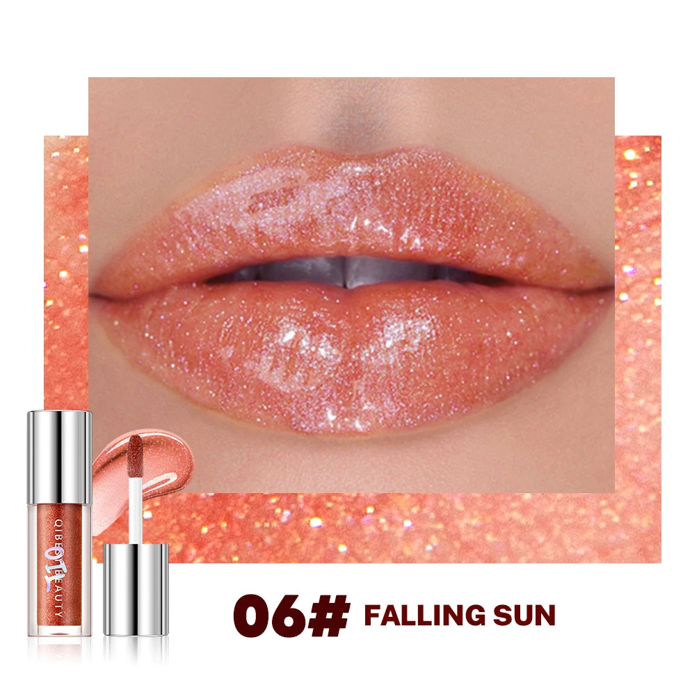 QIBEST Sparkling Diamond Lip Gloss Mirror Moisturizing Non-Sticky Cup Long Lasting Shimmer Lip Glaze Glitter Liquid Lipstick Peaceful Pleasures Health and Wellness 06
