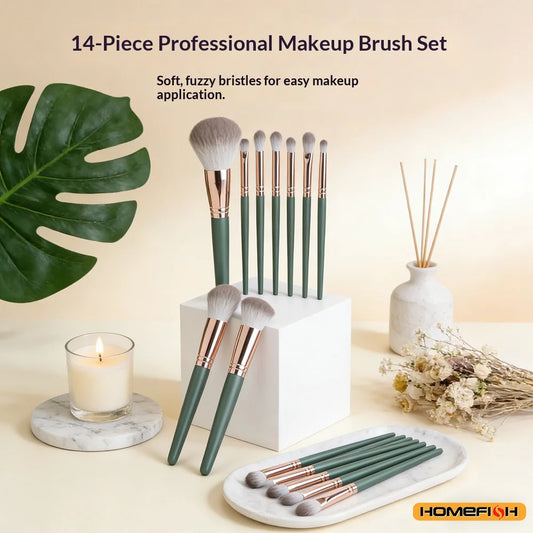 14Pcs Soft Fluffy Makeup Brushes Set, Cosmetic Powder Eye Shadow Foundation Blush Blending Tools Peaceful Pleasures Health and Wellness