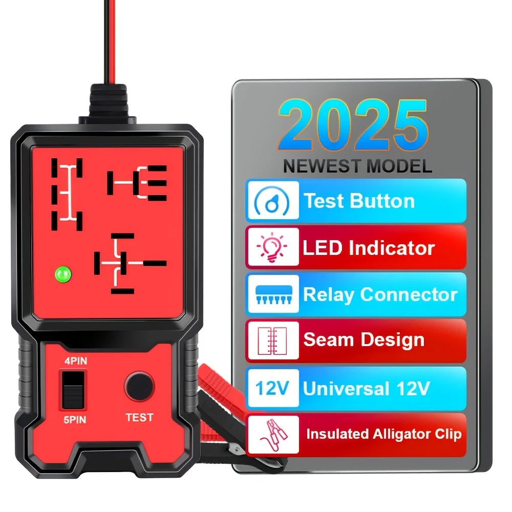 12V LED Car Battery & Relay Tester – Universal Auto Tool Peaceful Pleasures Health and Wellness Red
