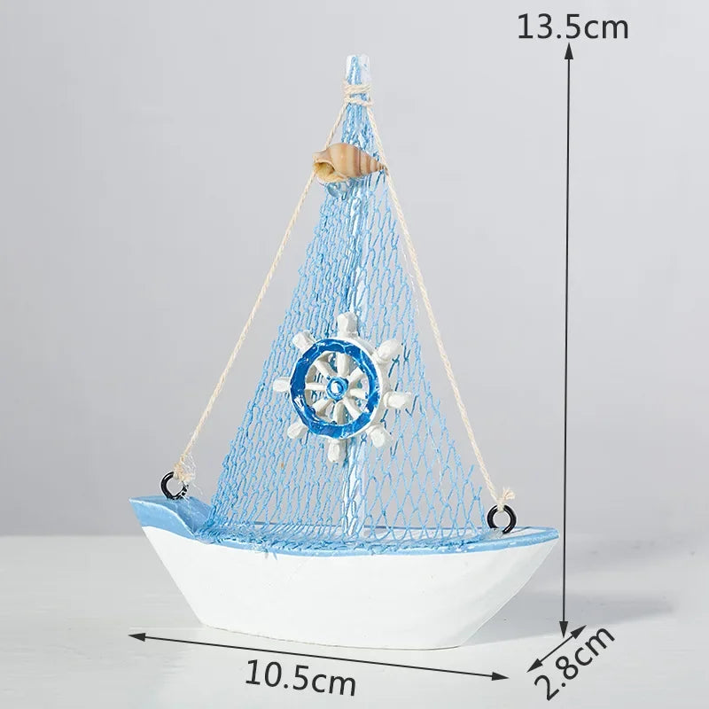 14CM Sailboat Model Wooden Sailing Boat Home Decoration Beach Nautical Design Navy Creative Sculpture Boat Model Crafts Nordic Peaceful Pleasures Health and Wellness type3