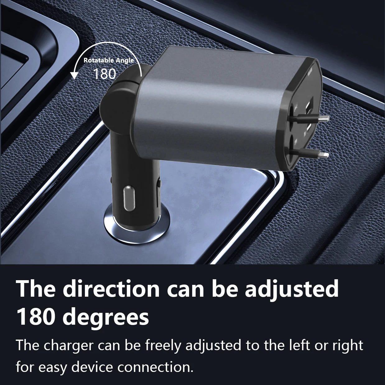 4-in-1 PD 30W Retractable Car Fast Charger | USB-C Lightning