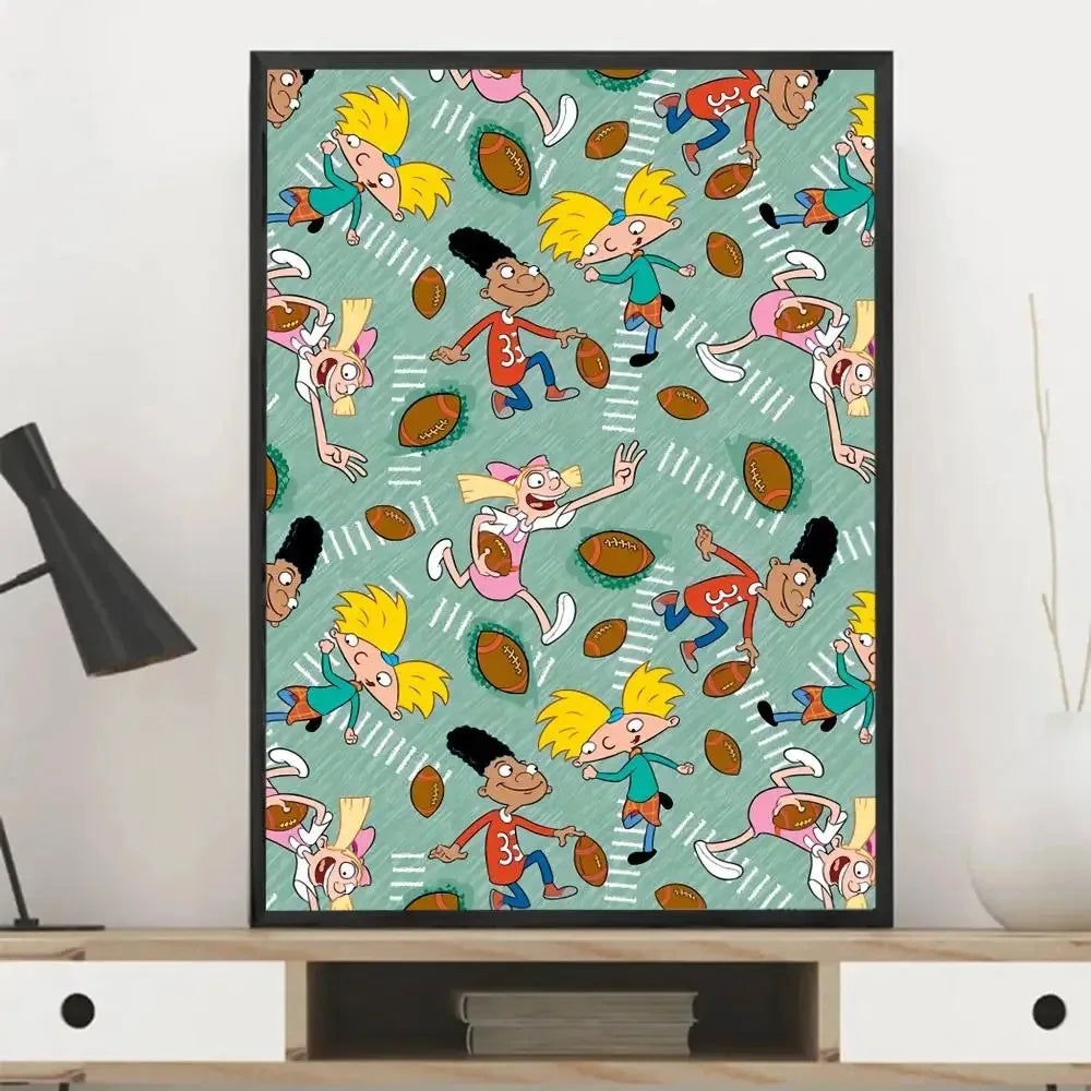 Cartoon Hey ArnoldS Poster Classic Vintage Posters HD Quality Wall Art Canvas Painting Retro Posters for Home Room Wall Decor Peaceful Pleasures Health and Wellness black 50x70cm Unframed