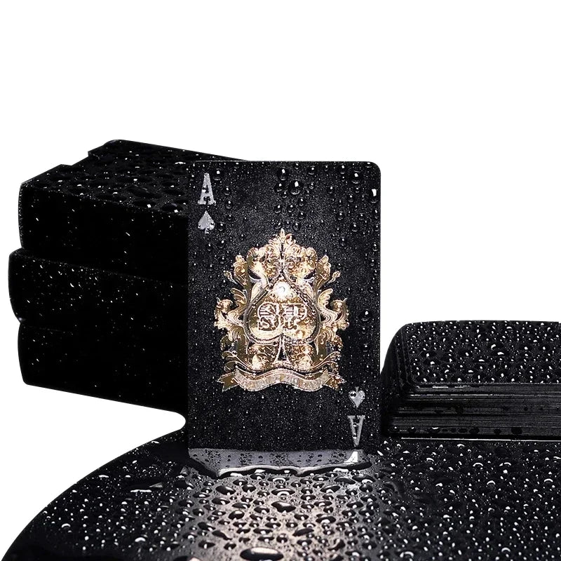 Black Rose Deck Poker Frosted Waterproof Plastic Playing Cards Texas Poker Collection Commemorative Chess Practical Party Gift Peaceful Pleasures Health and Wellness