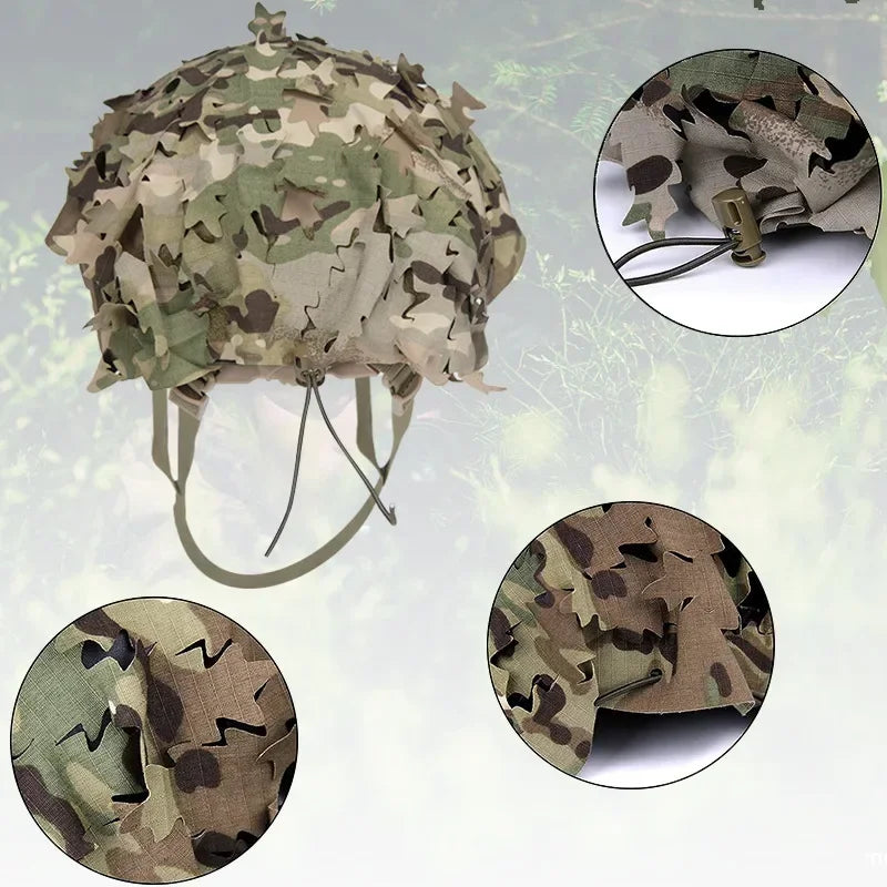 3D Camo Laser Cut Leaf Shape Airsoft Helmet Cover Mesh Helmet Cloth Paintball Paratrooper Hunting Airsoft Helmet Accessories Peaceful Pleasures Health and Wellness