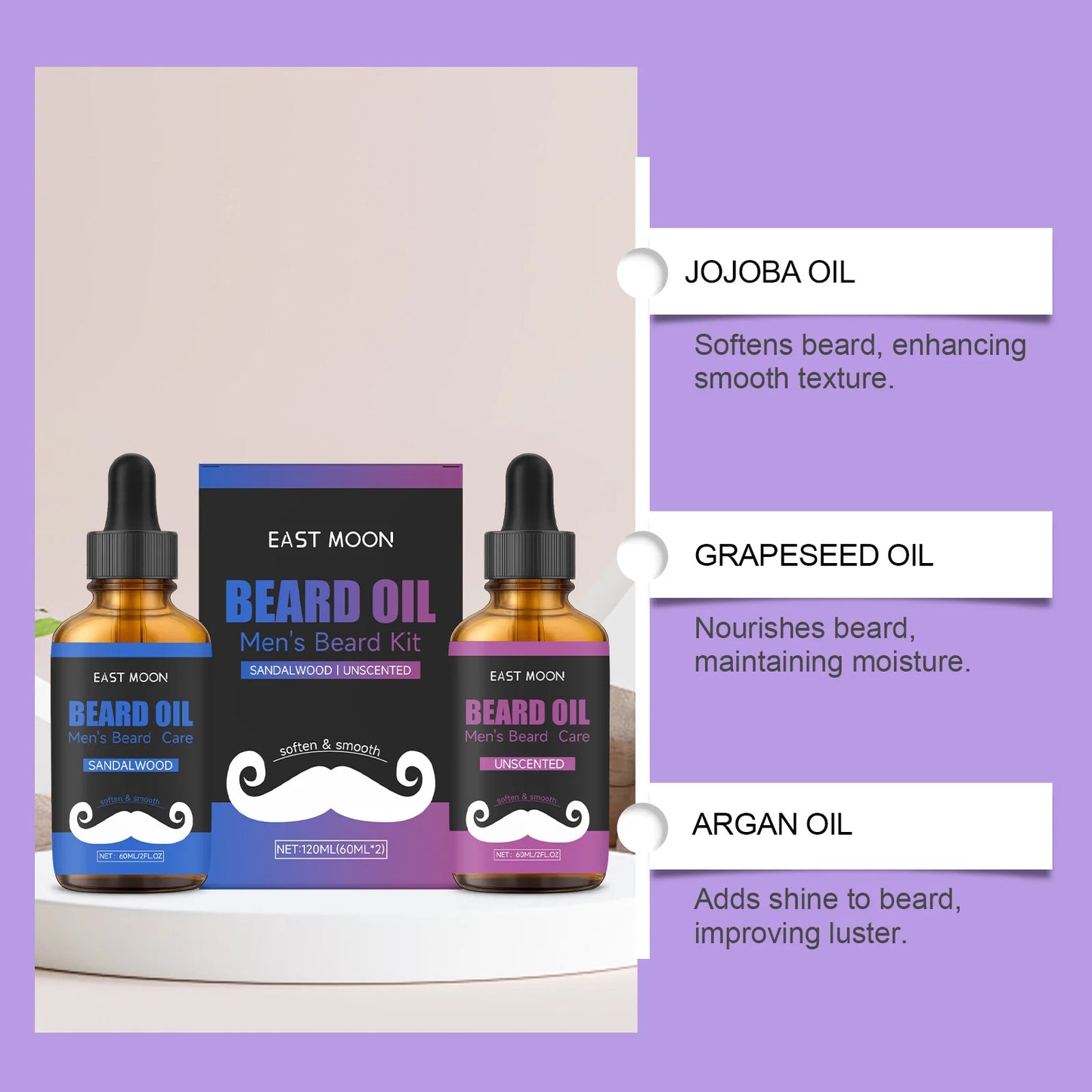 Men's Beard Oil Kit – Unscented & Sandalwood 2×30ml