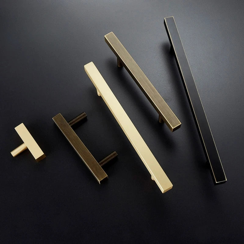 Brass Cabinet Pulls & Knobs – Modern Square Drawer Handles