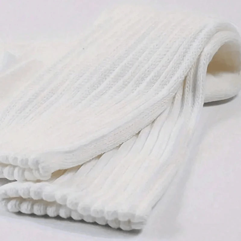 3 Pairs Women Pile Up Socks Fashionable Trendy Versatile White Solid Color Basic Socks Comfortable Breathable Mid Length Socks Peaceful Pleasures Health and Wellness