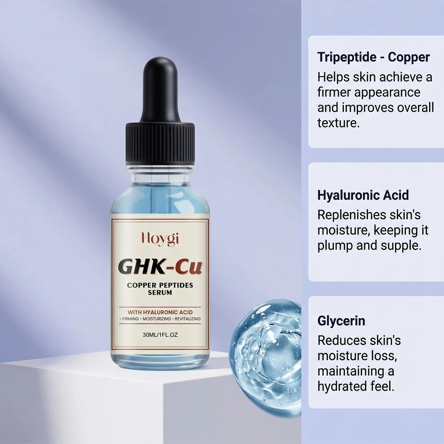 GHK-Cu Copper Peptide Serum with Hyaluronic Acid | Firming