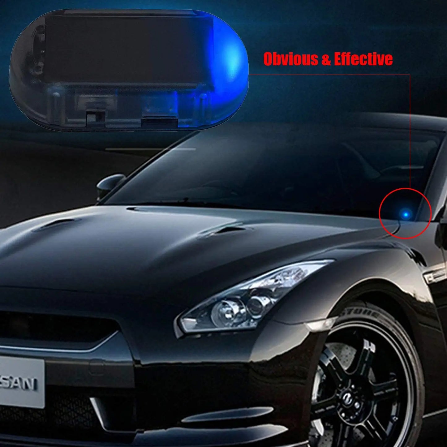 Solar LED Dummy Security Light for Cars – Flashing Deterrent