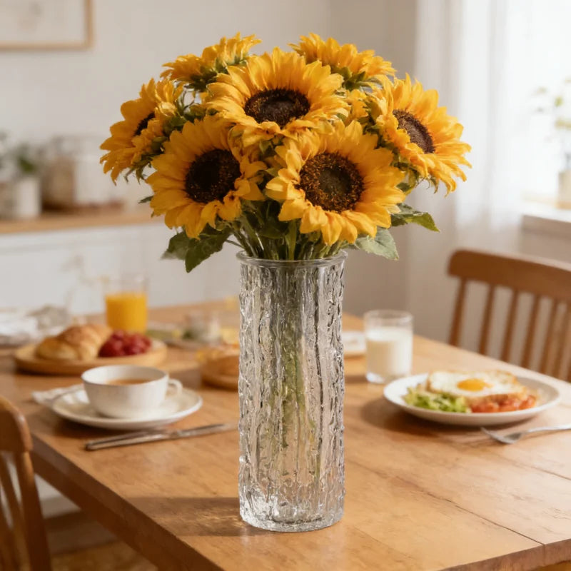 Glacier Texture Clear Glass Vase | Nordic Minimalist Flower Pot