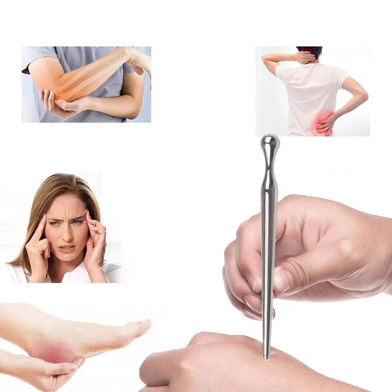 Acupuncture Pen Metal Manual Acupuncture Pen Trigger Point Massager Deep Tissue Massage Tool For Body Pain Relief Care Peaceful Pleasures Health and Wellness