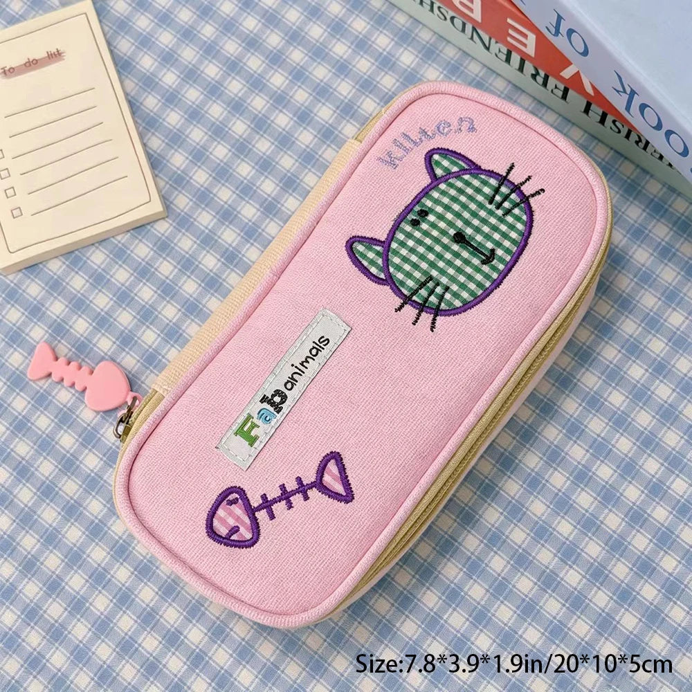 Cartoon Phoebe Cat Pencil Case Ins Beauty Embroidered Stationery Box
