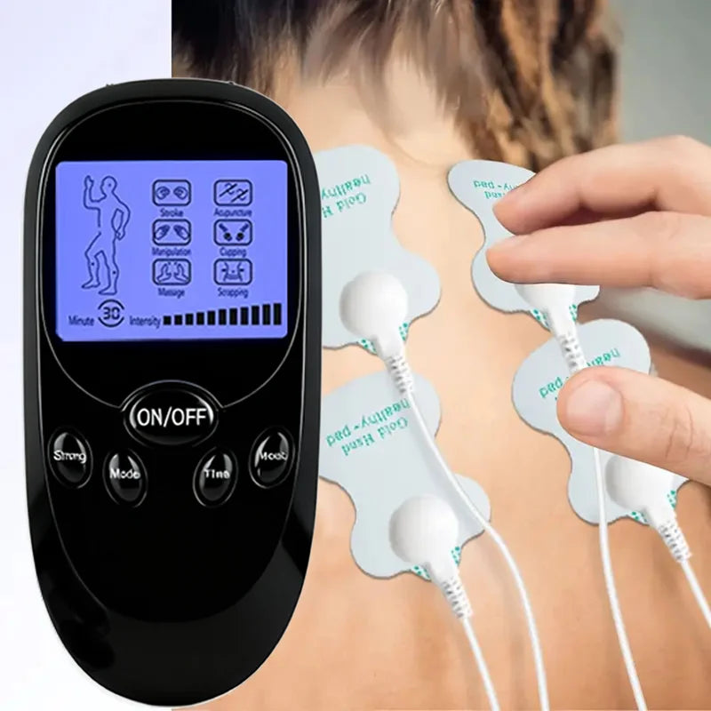 Muscle Stimulator, Electric Massager with 6 Modes and 11 Intensity Levels, Portable Battery and Dual USB Power Supply, Suitable for Home and Office Use, an Ideal Gift for Family and Friends Peaceful Pleasures Health and Wellness black